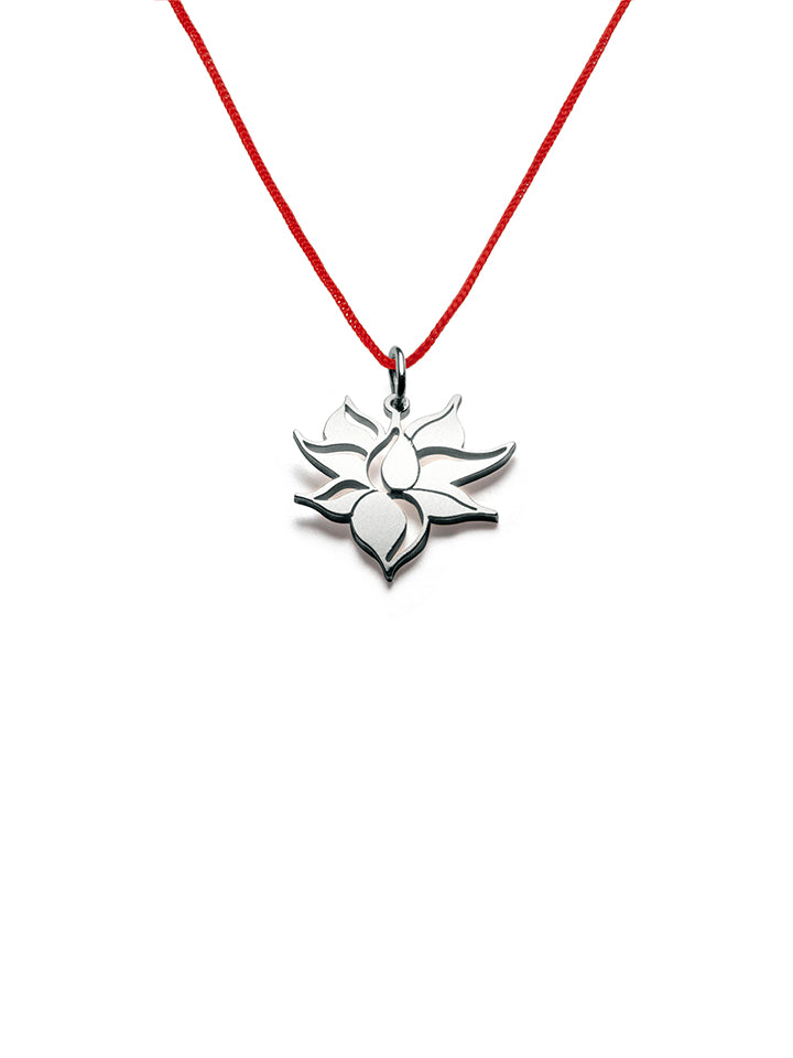 Pandantiv din argint pe șnur textil reglabil ”Floare de lotus”
