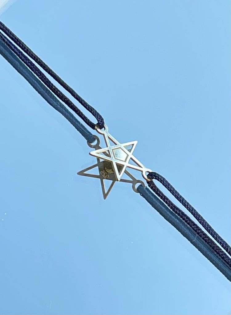 Brățară din argint cu șnur textil reglabil ”Lucky Star”